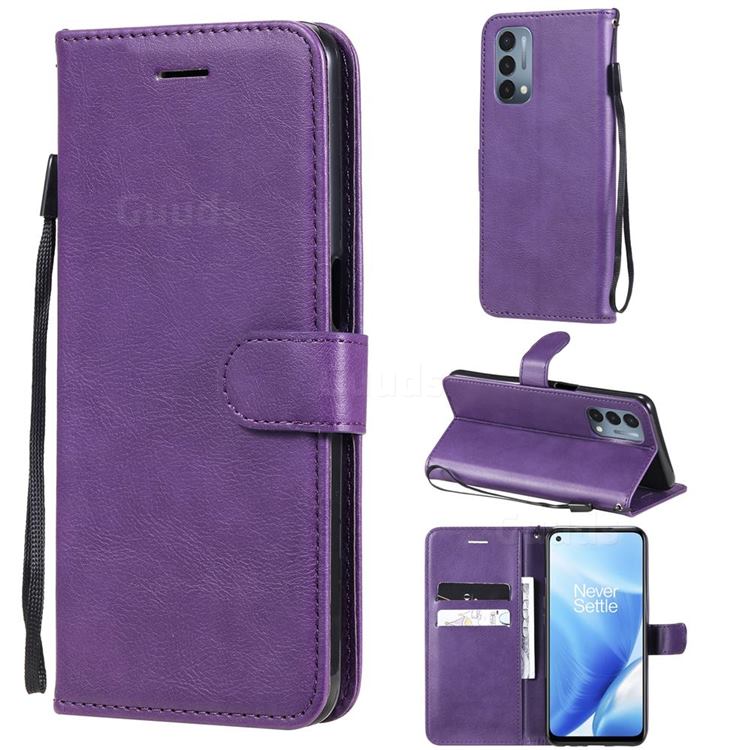 Retro Greek Classic Smooth PU Leather Wallet Phone Case for OnePlus Nord N200 5G - Purple