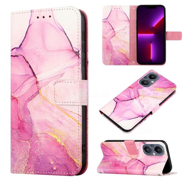 Pink Purple Marble Leather Wallet Protective Case for OnePlus Nord N20 5G