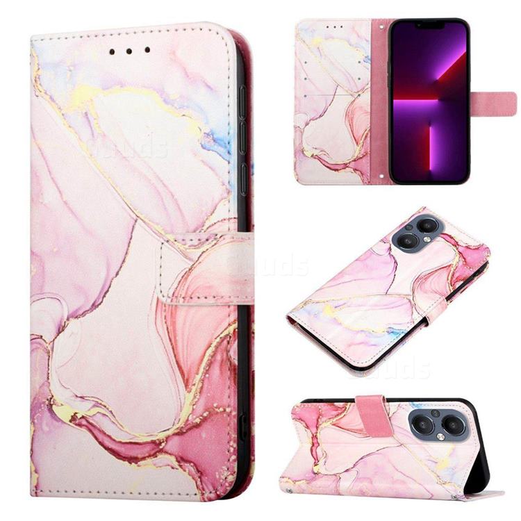 Rose Gold Marble Leather Wallet Protective Case for OnePlus Nord N20 5G
