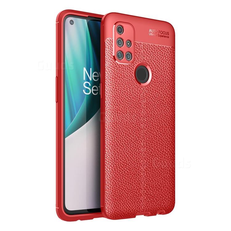 Luxury Auto Focus Litchi Texture Silicone TPU Back Cover for OnePlus Nord N10 5G - Red