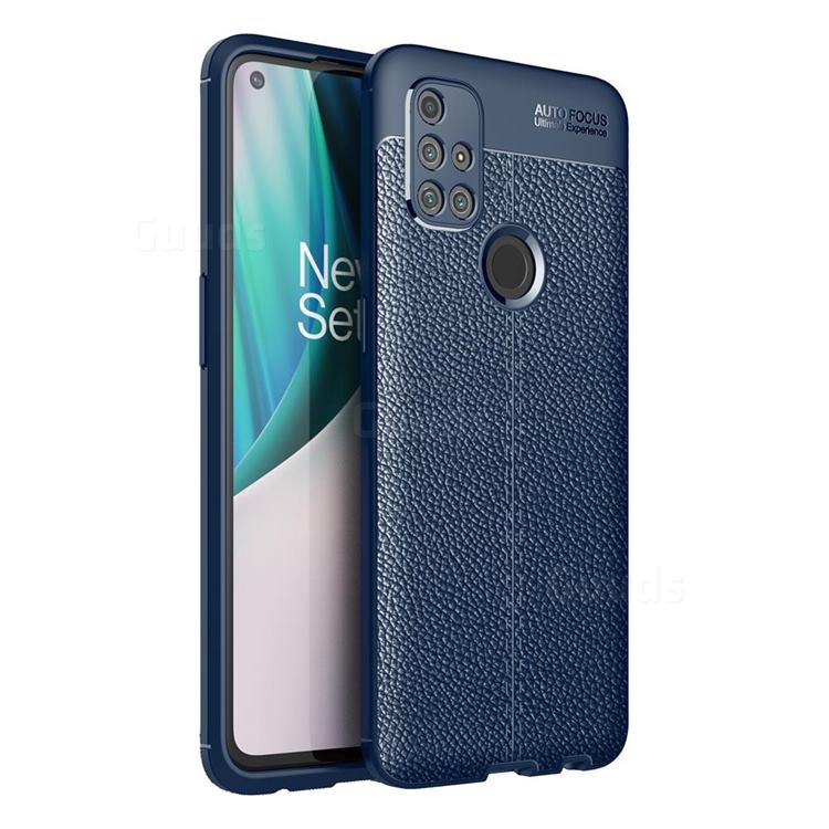 Luxury Auto Focus Litchi Texture Silicone TPU Back Cover for OnePlus Nord N10 5G - Dark Blue