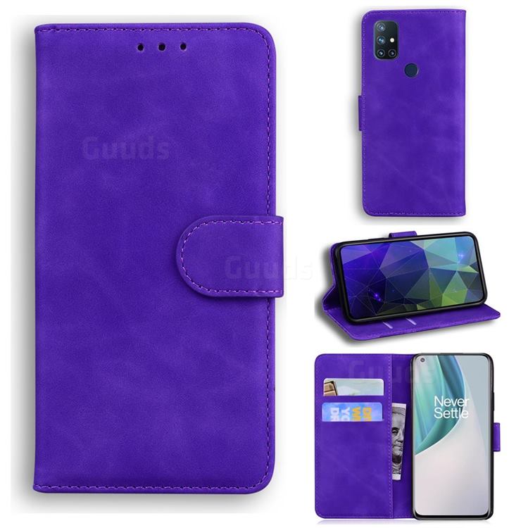 Retro Classic Skin Feel Leather Wallet Phone Case for OnePlus Nord N10 5G - Purple