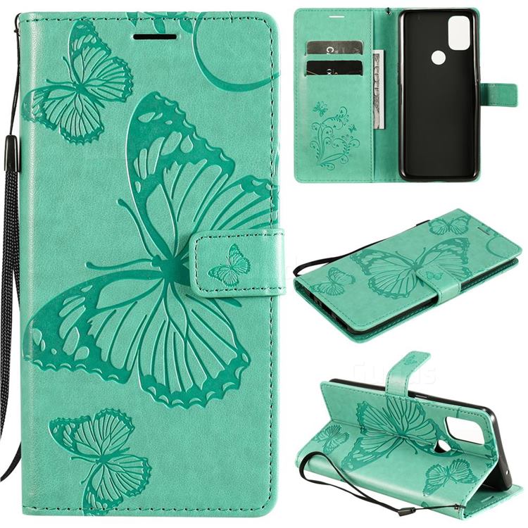 Embossing 3D Butterfly Leather Wallet Case for OnePlus Nord N10 5G - Green
