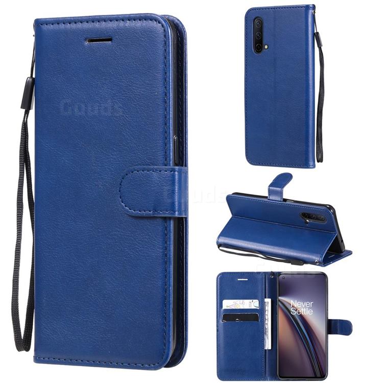 Retro Greek Classic Smooth PU Leather Wallet Phone Case for OnePlus Nord CE 5G (Nord Core Edition 5G) - Blue