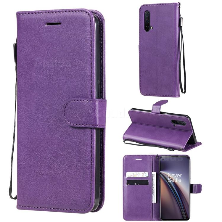 Retro Greek Classic Smooth PU Leather Wallet Phone Case for OnePlus Nord CE 5G (Nord Core Edition 5G) - Purple