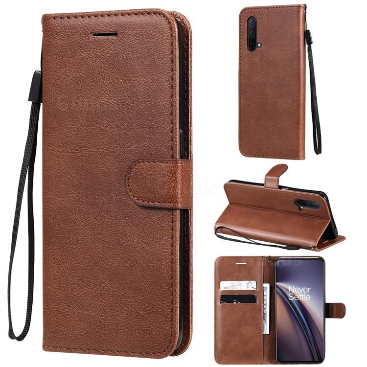 Retro Greek Classic Smooth PU Leather Wallet Phone Case for OnePlus Nord CE 5G (Nord Core Edition 5G) - Brown