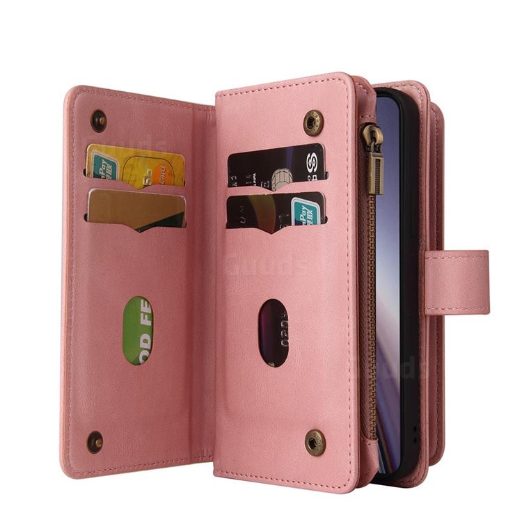 Compatible con Oneplus Nord 2 5g Funda de cuero Gooss Mandala Magnetic Flip  Wallet Case Protección a prueba de golpes - Oro rosa