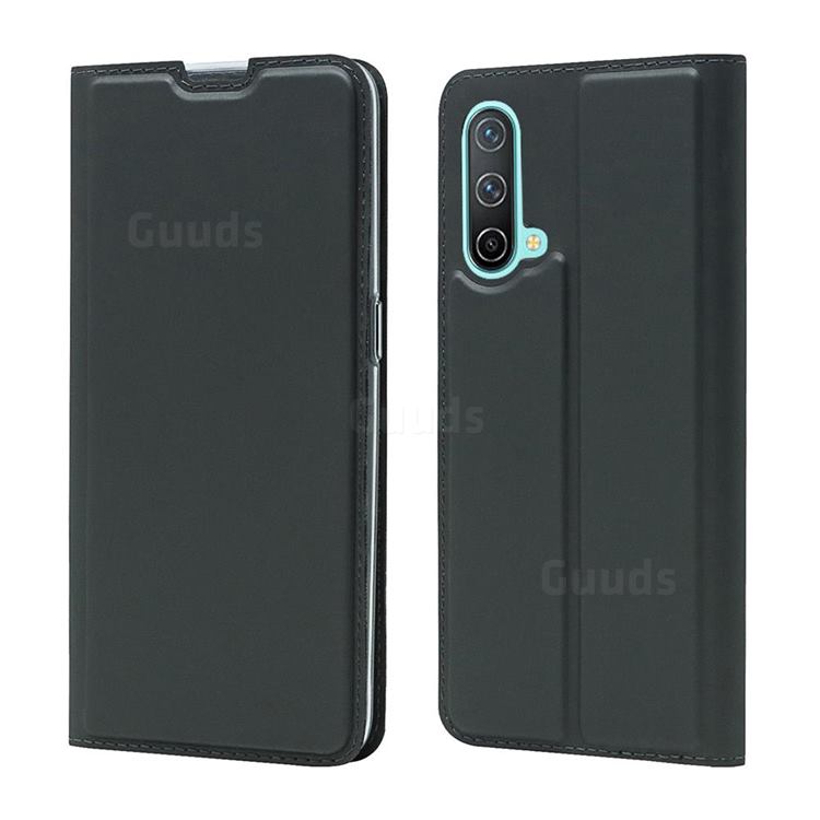 Ultra Slim Card Magnetic Automatic Suction Leather Wallet Case for OnePlus Nord CE 5G (Nord Core Edition 5G) - Star Grey