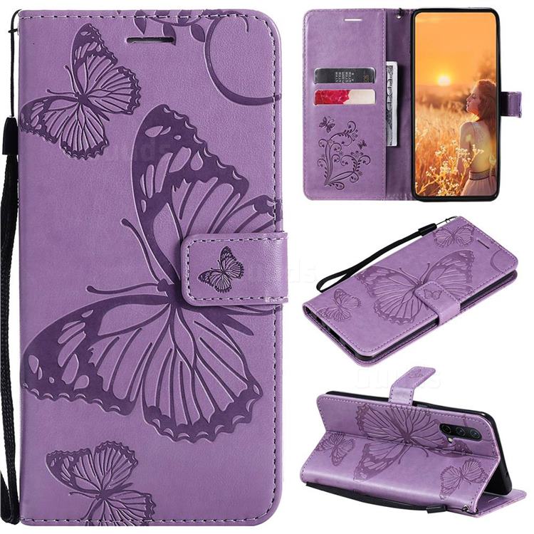 Embossing 3D Butterfly Leather Wallet Case for OnePlus Nord CE 5G (Nord Core Edition 5G) - Purple