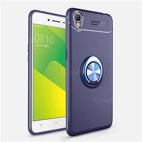 Auto Focus Invisible Ring Holder Soft Phone Case for Oppo A37 - Blue