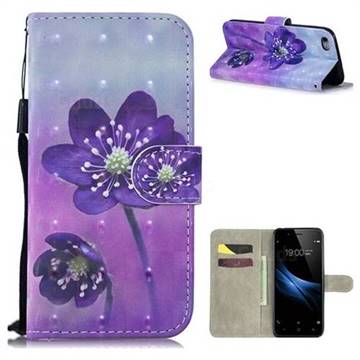 Purple Flower 3D Painted Leather Wallet Phone Case for Oppo A39