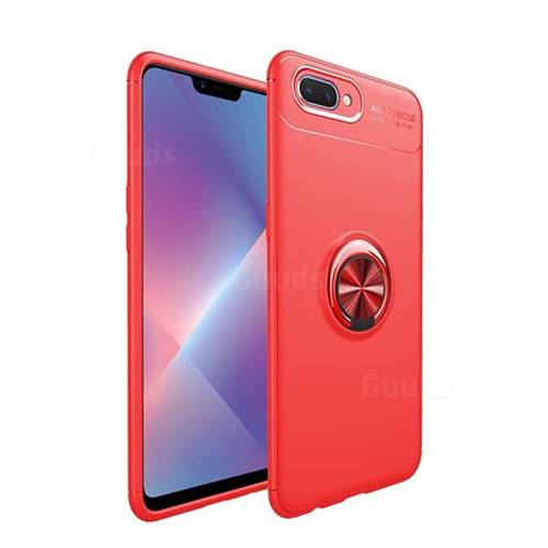 Auto Focus Invisible Ring Holder Soft Phone Case for Oppo A3s (Oppo A5) - Red