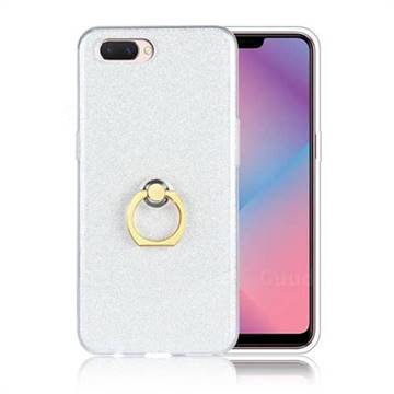 Luxury Soft TPU Glitter Back Ring Cover with 360 Rotate Finger Holder Buckle for Oppo A3s (Oppo A5) - White