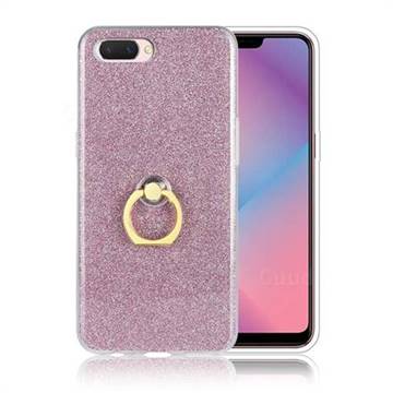 Luxury Soft TPU Glitter Back Ring Cover with 360 Rotate Finger Holder Buckle for Oppo A3s (Oppo A5) - Pink