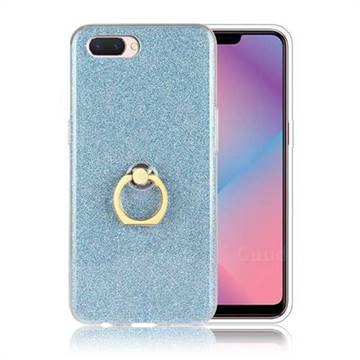 Luxury Soft TPU Glitter Back Ring Cover with 360 Rotate Finger Holder Buckle for Oppo A3s (Oppo A5) - Blue