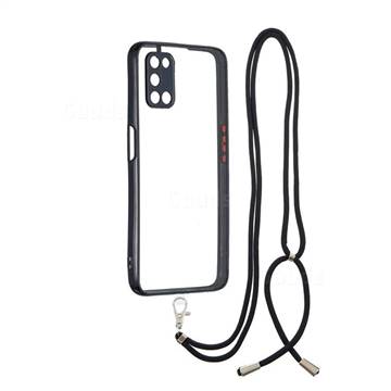 Necklace Cross-body Lanyard Strap Cord Phone Case Cover for Oppo A52 - Black