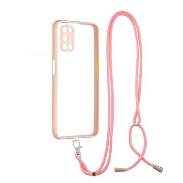 Necklace Cross-body Lanyard Strap Cord Phone Case Cover for Oppo A52 - Pink