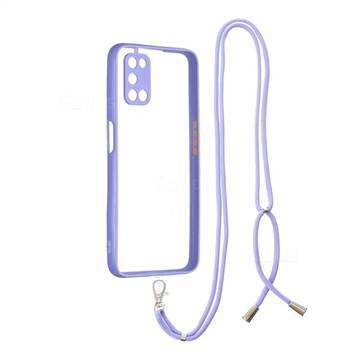 Necklace Cross-body Lanyard Strap Cord Phone Case Cover for Oppo A52 - Purple