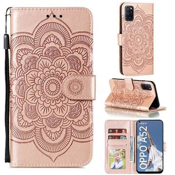Intricate Embossing Datura Solar Leather Wallet Case for Oppo A52 - Rose Gold