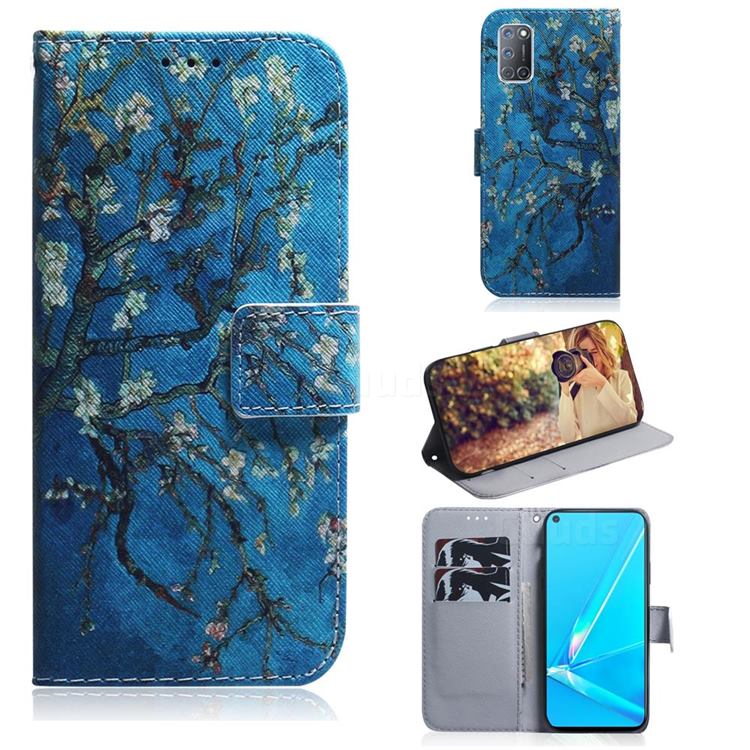 Apricot Tree PU Leather Wallet Case for Oppo A52