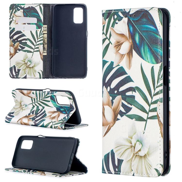 Flower Leaf Slim Magnetic Attraction Wallet Flip Cover for Oppo A52