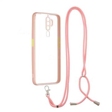 Necklace Cross-body Lanyard Strap Cord Phone Case Cover for Oppo A5 (2020) - Pink
