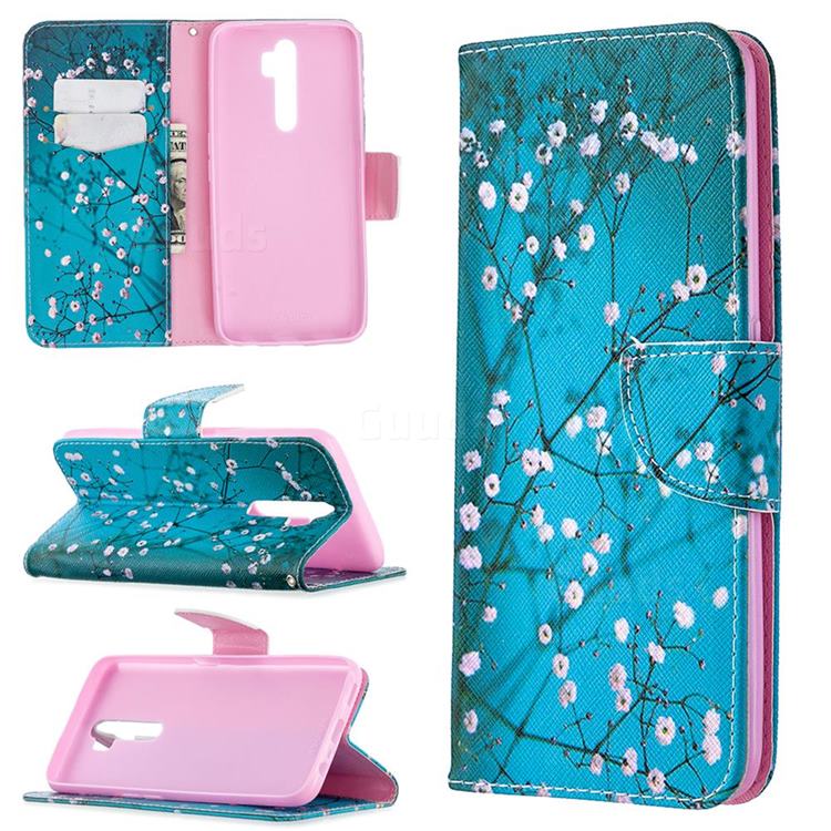 Blue Plum Leather Wallet Case for Oppo A5 (2020)