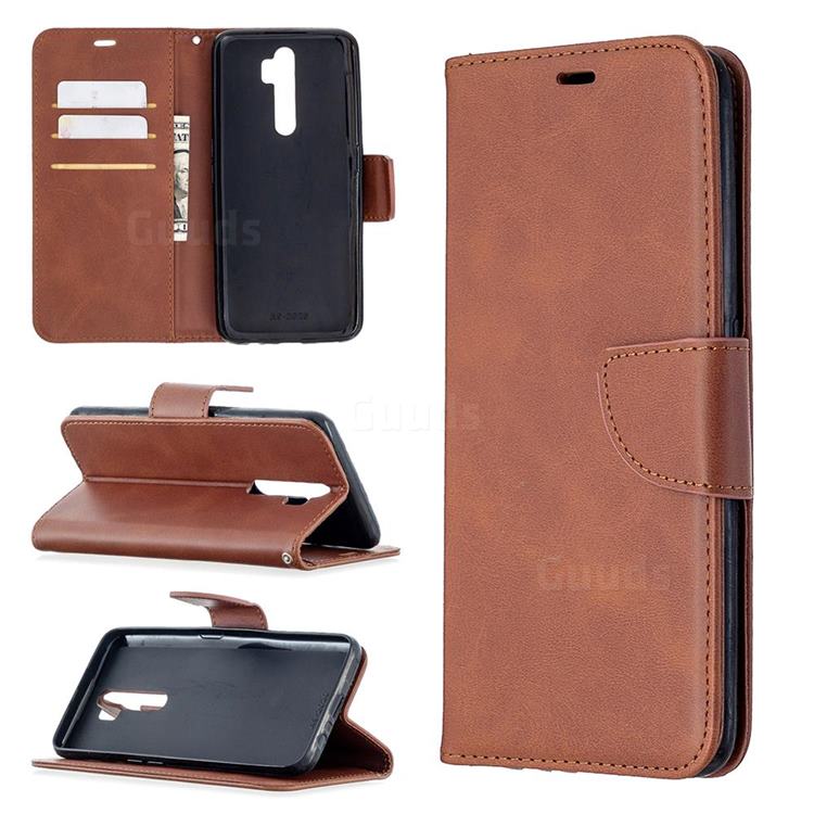 Classic Sheepskin PU Leather Phone Wallet Case for Oppo A5 (2020) - Brown