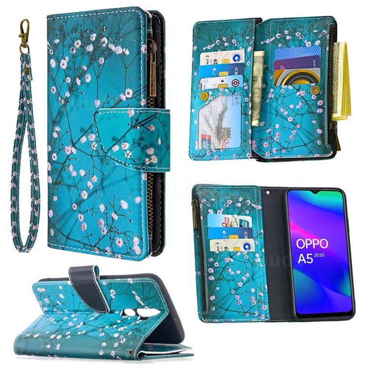 Blue Plum Binfen Color BF03 Retro Zipper Leather Wallet Phone Case for Oppo A5 (2020)