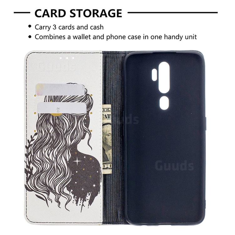 Girl with Long Hair Slim Magnetic Attraction Wallet Flip Cover for