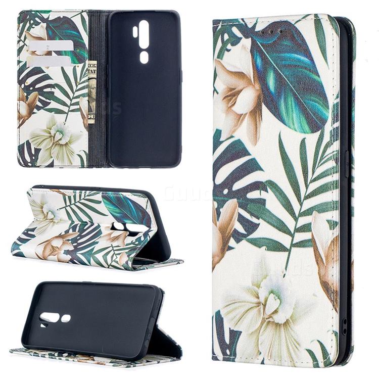 Flower Leaf Slim Magnetic Attraction Wallet Flip Cover for Oppo A5 (2020)