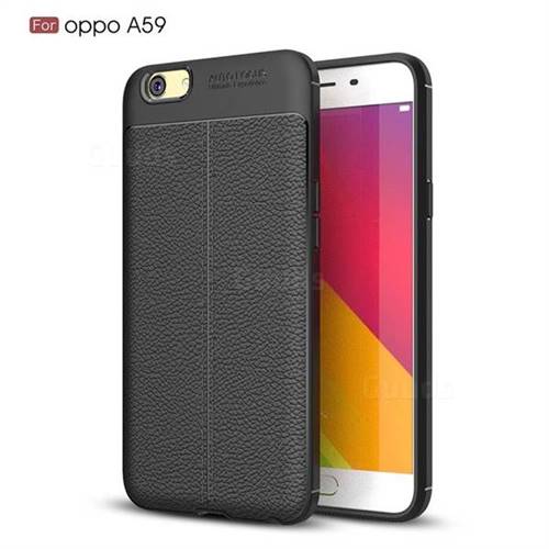 Luxury Auto Focus Litchi Texture Silicone TPU Back Cover for Oppo A59 - Black