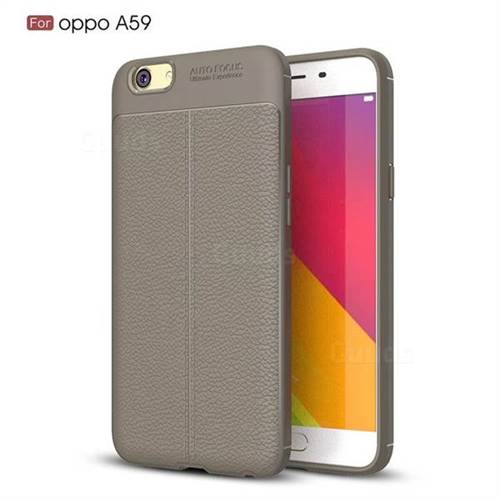 Luxury Auto Focus Litchi Texture Silicone TPU Back Cover for Oppo A59 - Gray