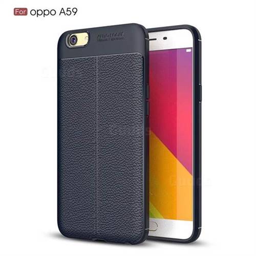 Luxury Auto Focus Litchi Texture Silicone TPU Back Cover for Oppo A59 - Dark Blue