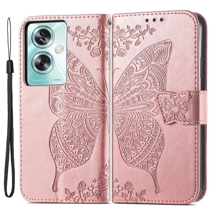 Embossing Mandala Flower Butterfly Leather Wallet Case for Oppo A79 - Rose Gold