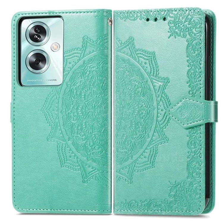 Embossing Imprint Mandala Flower Leather Wallet Case for Oppo A79 - Green