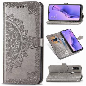 Embossing Imprint Mandala Flower Leather Wallet Case for Oppo A8 - Gray