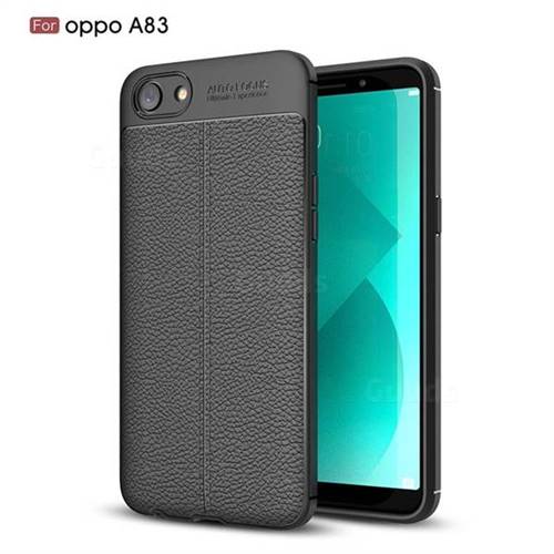 Luxury Auto Focus Litchi Texture Silicone TPU Back Cover for Oppo A83 - Black