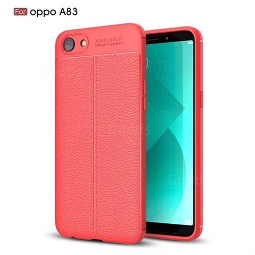 Luxury Auto Focus Litchi Texture Silicone TPU Back Cover for Oppo A83 - Red