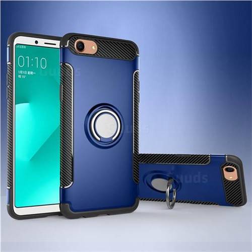 Armor Anti Drop Carbon PC + Silicon Invisible Ring Holder Phone Case for Oppo A83 - Sapphire