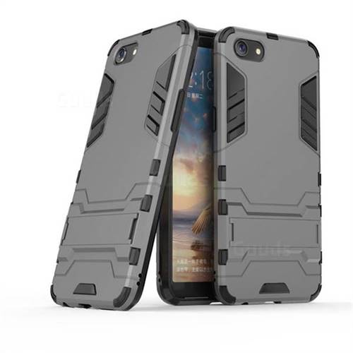 Armor Premium Tactical Grip Kickstand Shockproof Dual Layer Rugged Hard Cover for Oppo A83 - Gray