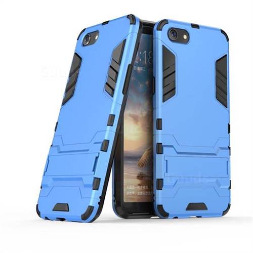 Armor Premium Tactical Grip Kickstand Shockproof Dual Layer Rugged Hard Cover for Oppo A83 - Light Blue