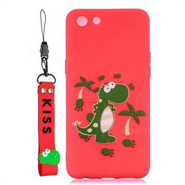 Red Dinosaur Soft Kiss Candy Hand Strap Silicone Case for Oppo A83