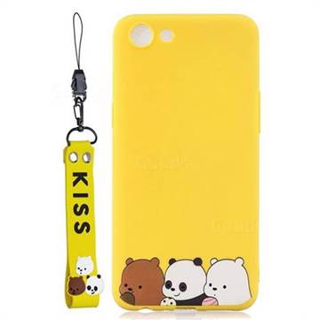 Yellow Bear Family Soft Kiss Candy Hand Strap Silicone Case for Oppo A83