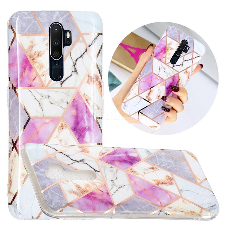 Purple and White Painted Marble Electroplating Protective Case for Oppo A9 (2020)