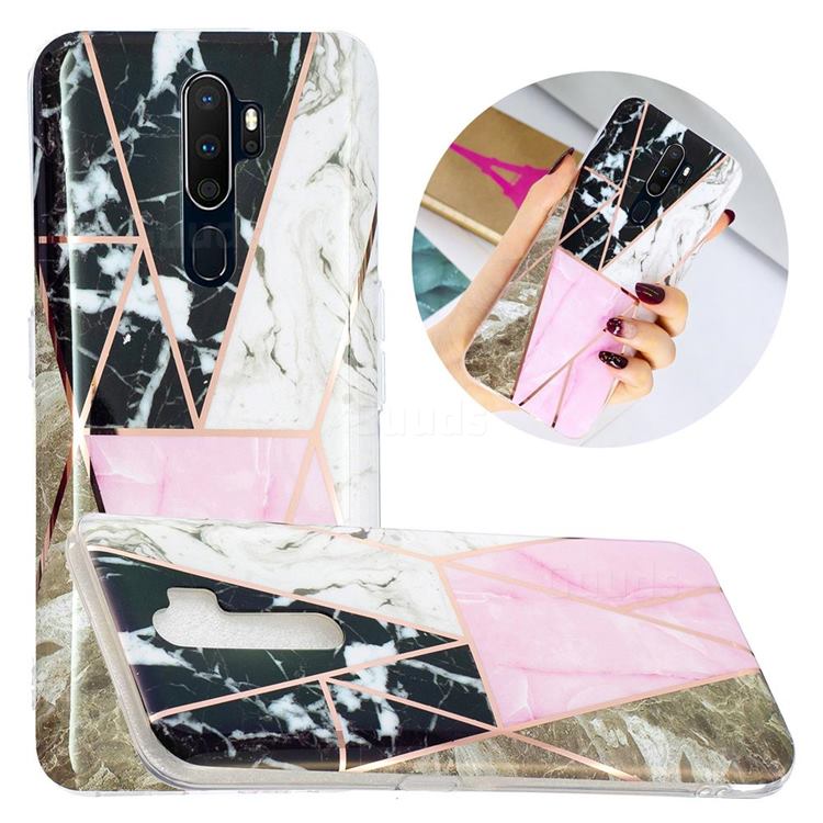 Pink and Black Painted Marble Electroplating Protective Case for Oppo A9 (2020)