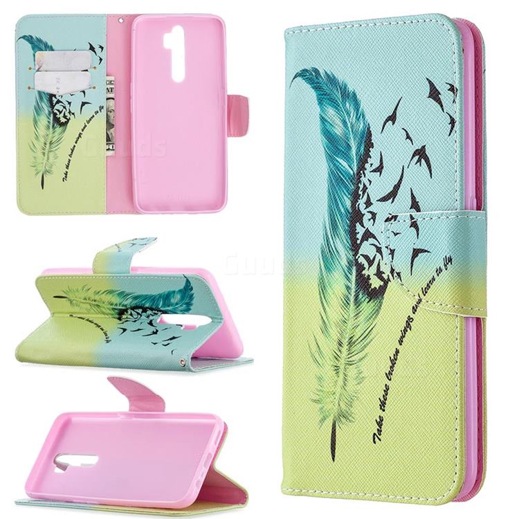 Feather Bird Leather Wallet Case for Oppo A9 (2020)
