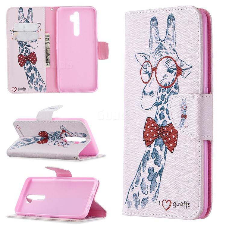 Glasses Giraffe Leather Wallet Case For Oppo A9 2020 Oppo A9 2020 Cases Guuds