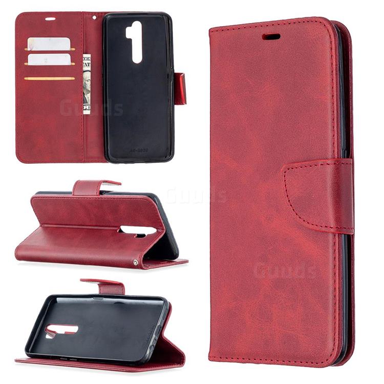 Classic Sheepskin PU Leather Phone Wallet Case for Oppo A9 (2020) - Red