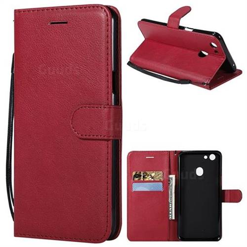 Retro Greek Classic Smooth PU Leather Wallet Phone Case for Oppo F5 - Red